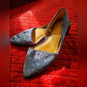 Fun Blue Velvet Flats